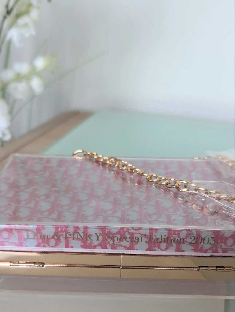 Upcycled Novelty Pink Monogram Acrylic Box Clutch - Wearable Art